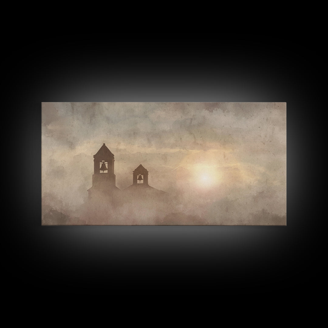 Silent Bells – Framed Canvas Print – Christian Wall Art – Christian Painting – Vintage Christian Art – Moody Christmas Art – Christian Deco