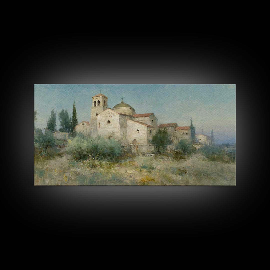 Golden Chapel – Framed Canvas Print – Christian Art Work – Christian Wall Art – Jesus Art Print – Framed Christmas Art – Christian Christma