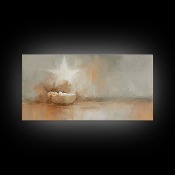 Nativity Star – Framed Canvas Print – Christian Christmas Art – Christian Art Canvas – Birth Of Jesus Painting – Christmas Art Work – Chris