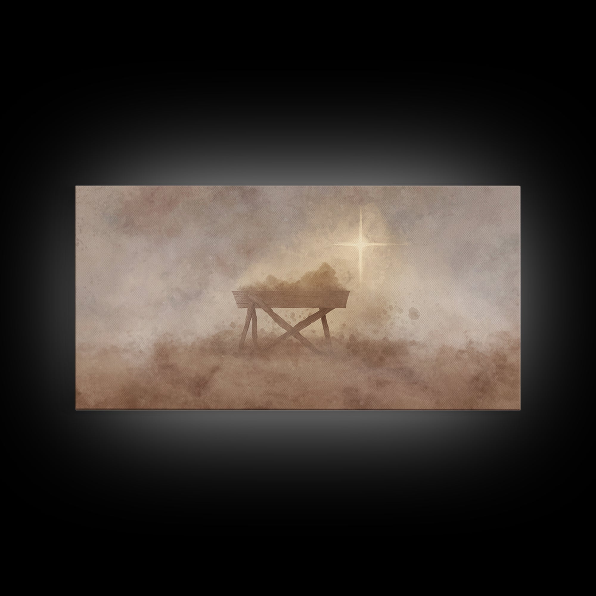 Holy Manger – Framed Canvas Print – Christian Art Canvas – Christian Wall Art – Moody Christmas Art – Christmas Art Prints – Christian Gift