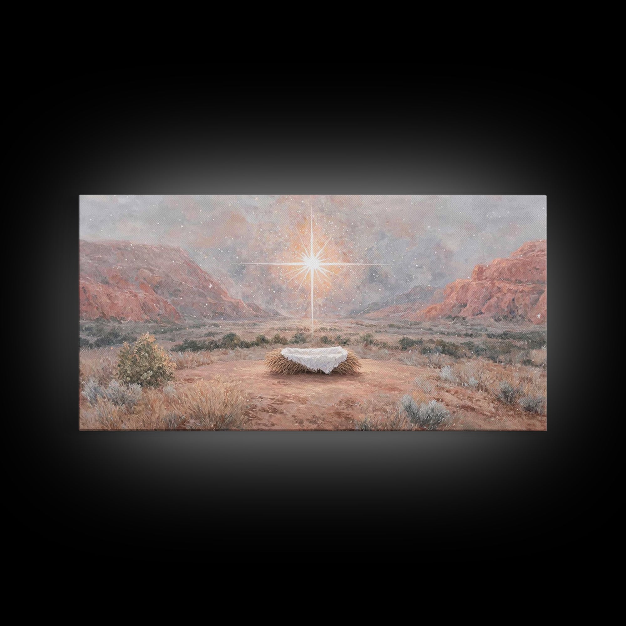 Desert Nativity – Framed Canvas Print – Christian Christmas Art – Christian Wall Art – Christian Art Print – Christmas Canvas Wall Art – Ch