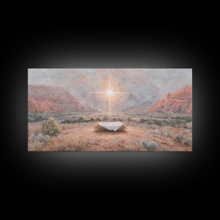 Desert Nativity – Framed Canvas Print – Christian Christmas Art – Christian Wall Art – Christian Art Print – Christmas Canvas Wall Art – Ch
