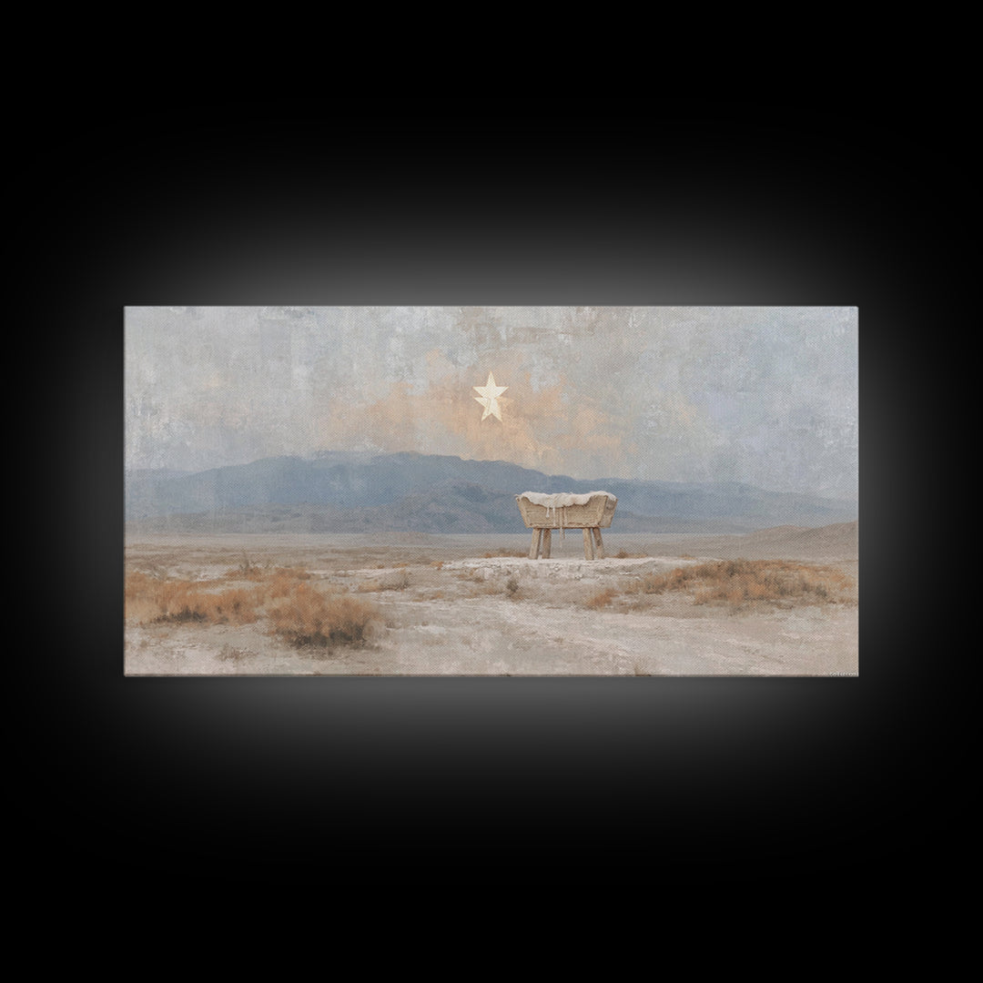 Sacred Nightfall – Framed Canvas Print – Christian Wall Art – Christian Christmas Art – Modern Christian Art – Christmas Art Prints – Chris