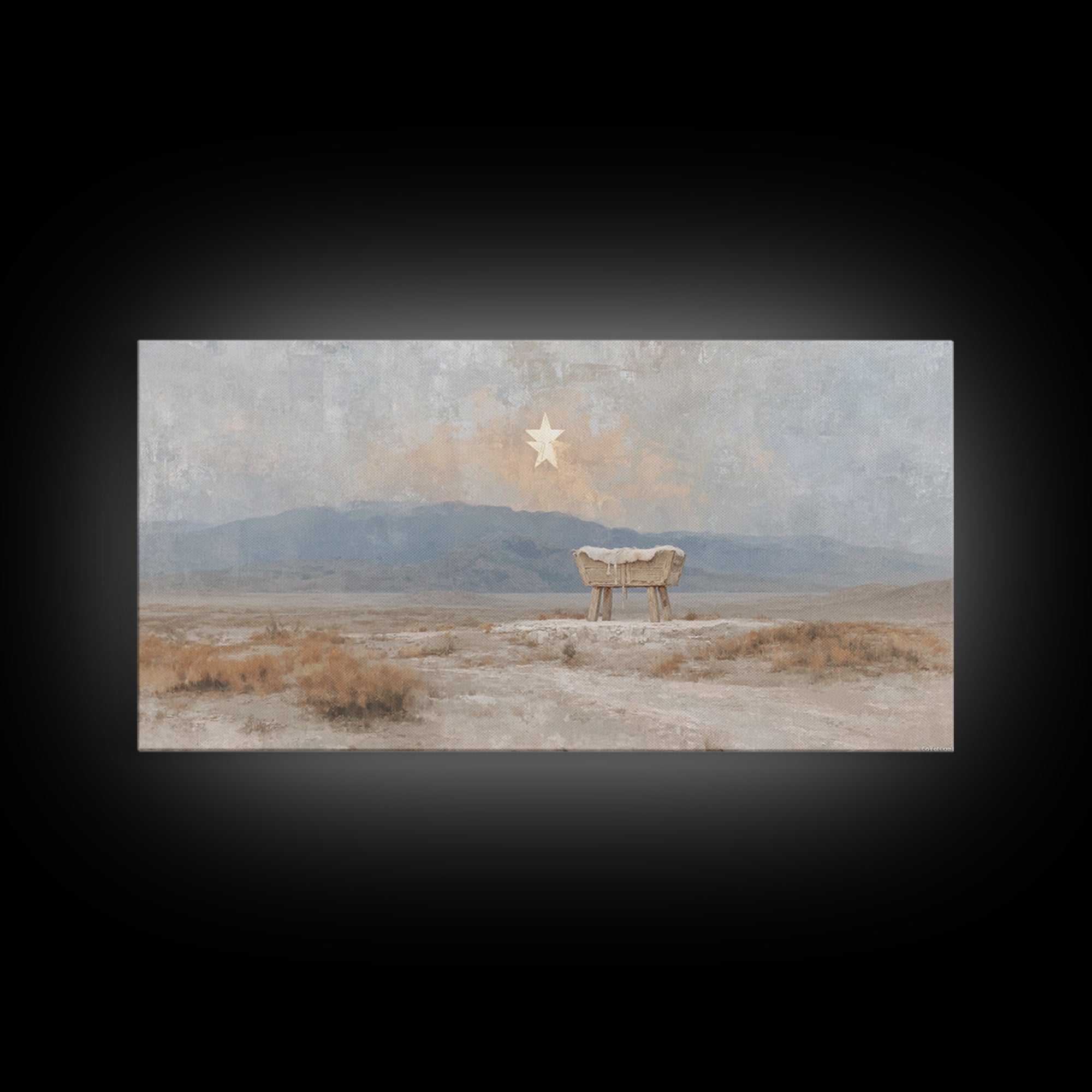 Sacred Nightfall – Framed Canvas Print – Christian Wall Art – Christian Christmas Art – Modern Christian Art – Christmas Art Prints – Chris