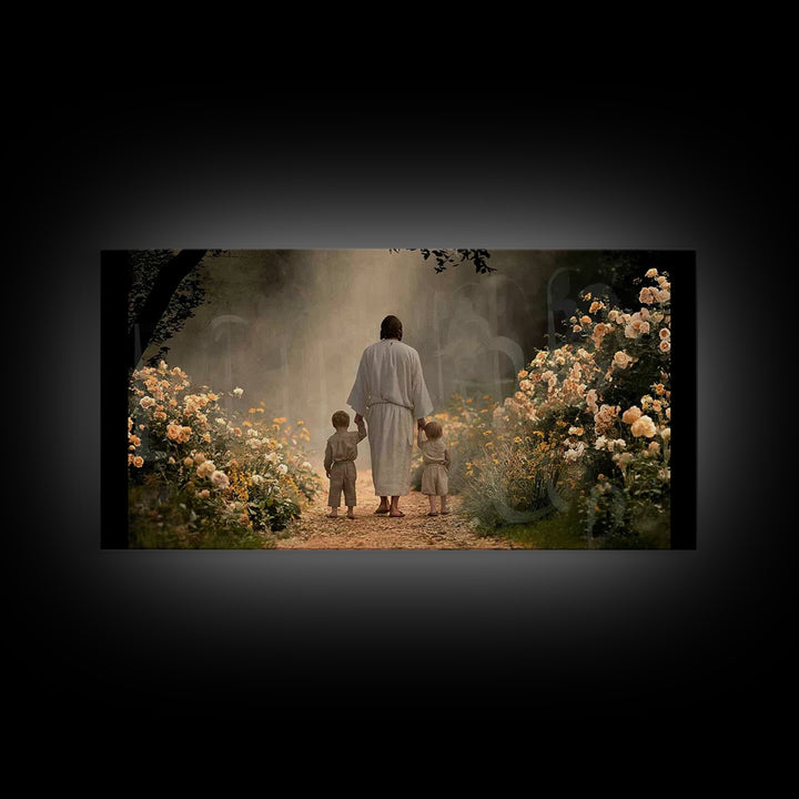 Guided In Light – Framed Canvas Print – Jesus Wall Art – Christian Art Work – Christian Decorations – Christian Painting – Christian Gift