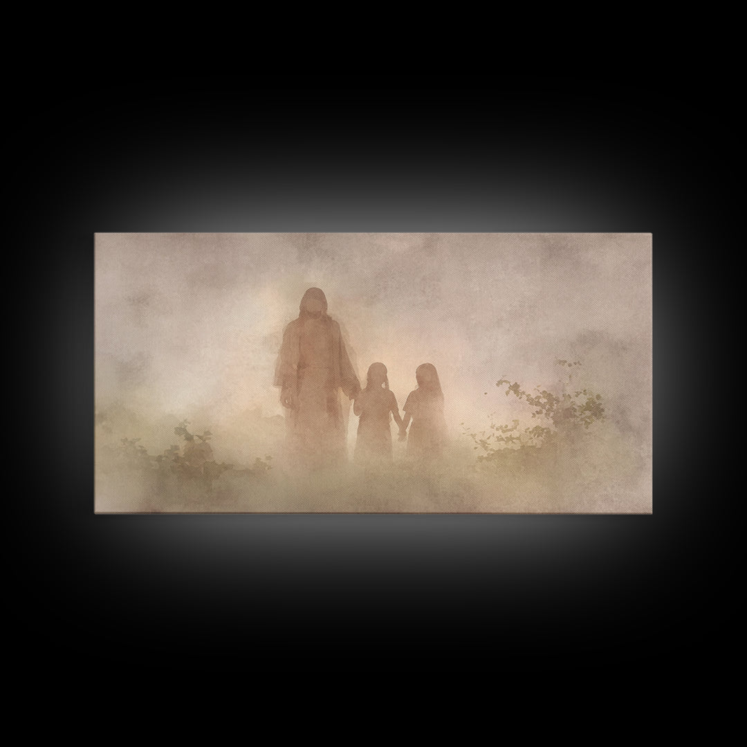Sacred Morning Haze – Framed Canvas Print – Christian Wall Art – Minimalist Christian Art – Jesus Painting – Subtle Christian Art – Christi