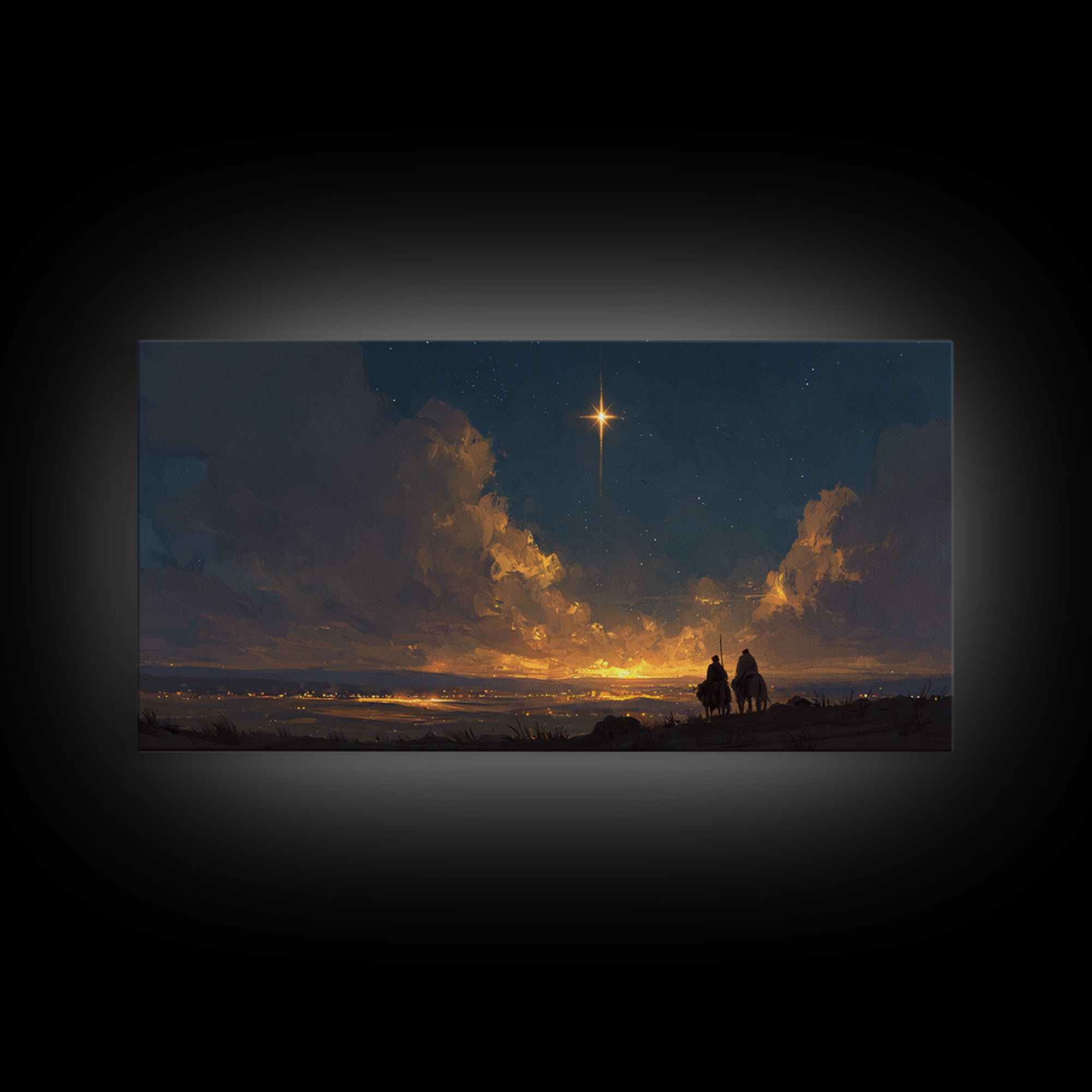 Bethlehem Star Rise, Framed Canvas Print, Christmas Wall Art, Christian Christmas Art, Jesus Christmas Art, Christian Art Canvas, Christian