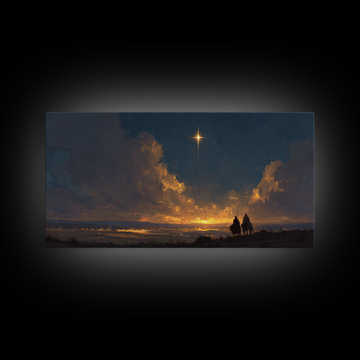 Bethlehem Star Rise, Framed Canvas Print, Christmas Wall Art, Christian Christmas Art, Jesus Christmas Art, Christian Art Canvas, Christian