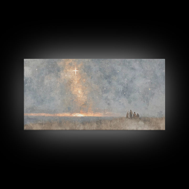Holy Night Sky, Framed Canvas Print, Christian Christmas Art, Minimalist Christian Art, Christmas Wall Art, Christian Art Canvas, Christian