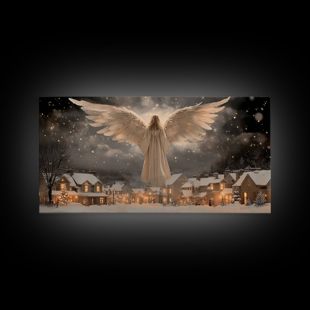 Wings Of Mercy – Framed Canvas Print – Christian Wall Art – Christian Christmas Decor – Framed Christmas Art – Modern Christian Art – Chris