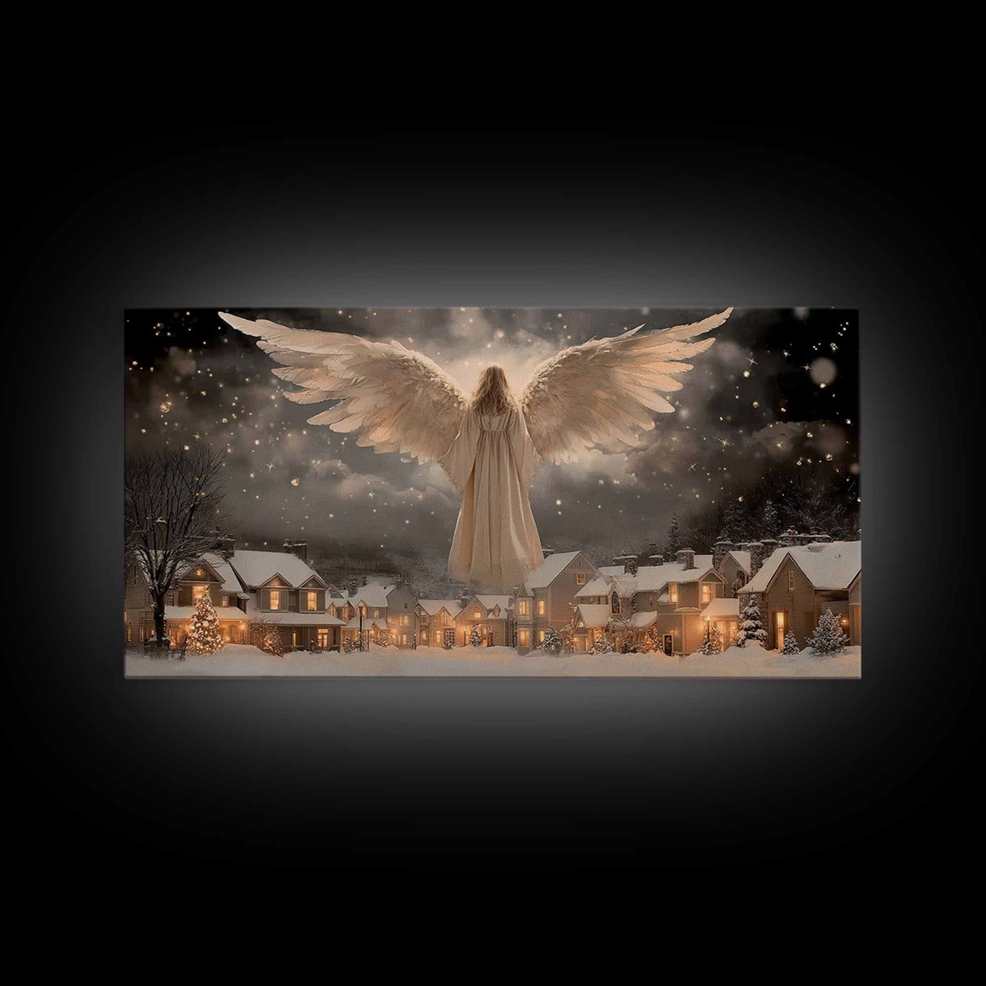 Wings Of Mercy – Framed Canvas Print – Christian Wall Art – Christian Christmas Decor – Framed Christmas Art – Modern Christian Art – Chris