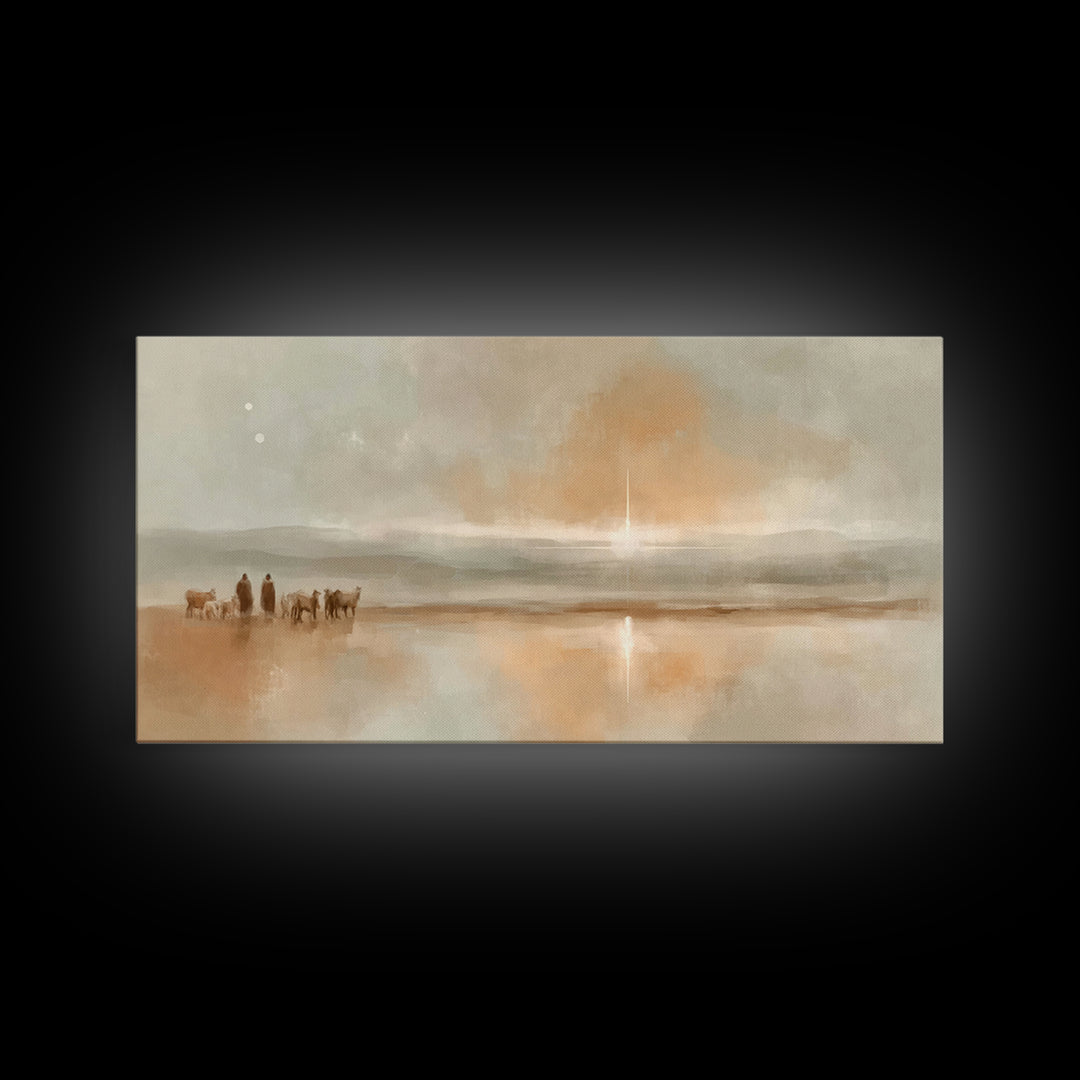 Desert Star Journey – Framed Canvas Print – Christian Christmas Art – Christian Wall Art – Jesus Painting – Christmas Art Print – Christian