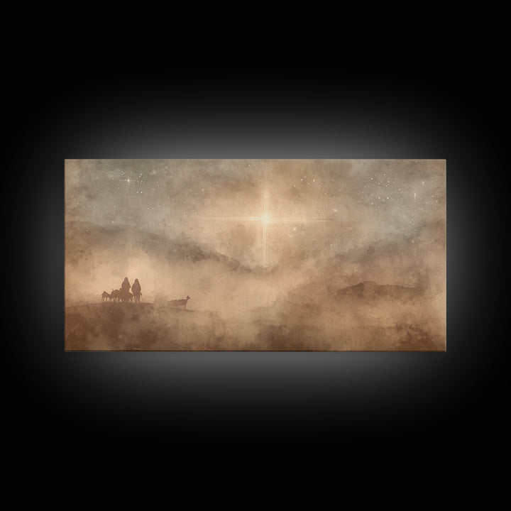 Holy Night Wonder, Framed Canvas Print, Christmas Art Prints, Christian Wall Art, Moody Christmas Art, Christian Christmas Decor, Christian