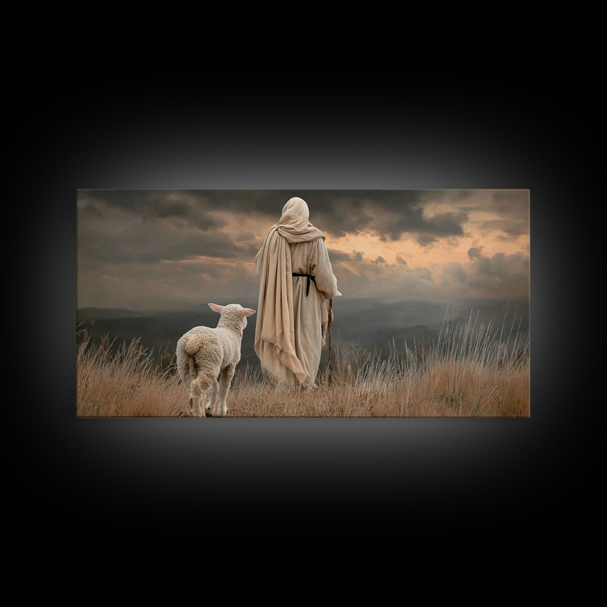 The Good Shepherd, Framed Canvas Print, Jesus Painting, Christian Wall Art, Christian Art Print, Christian Decor For Home, Large Jesus Pain