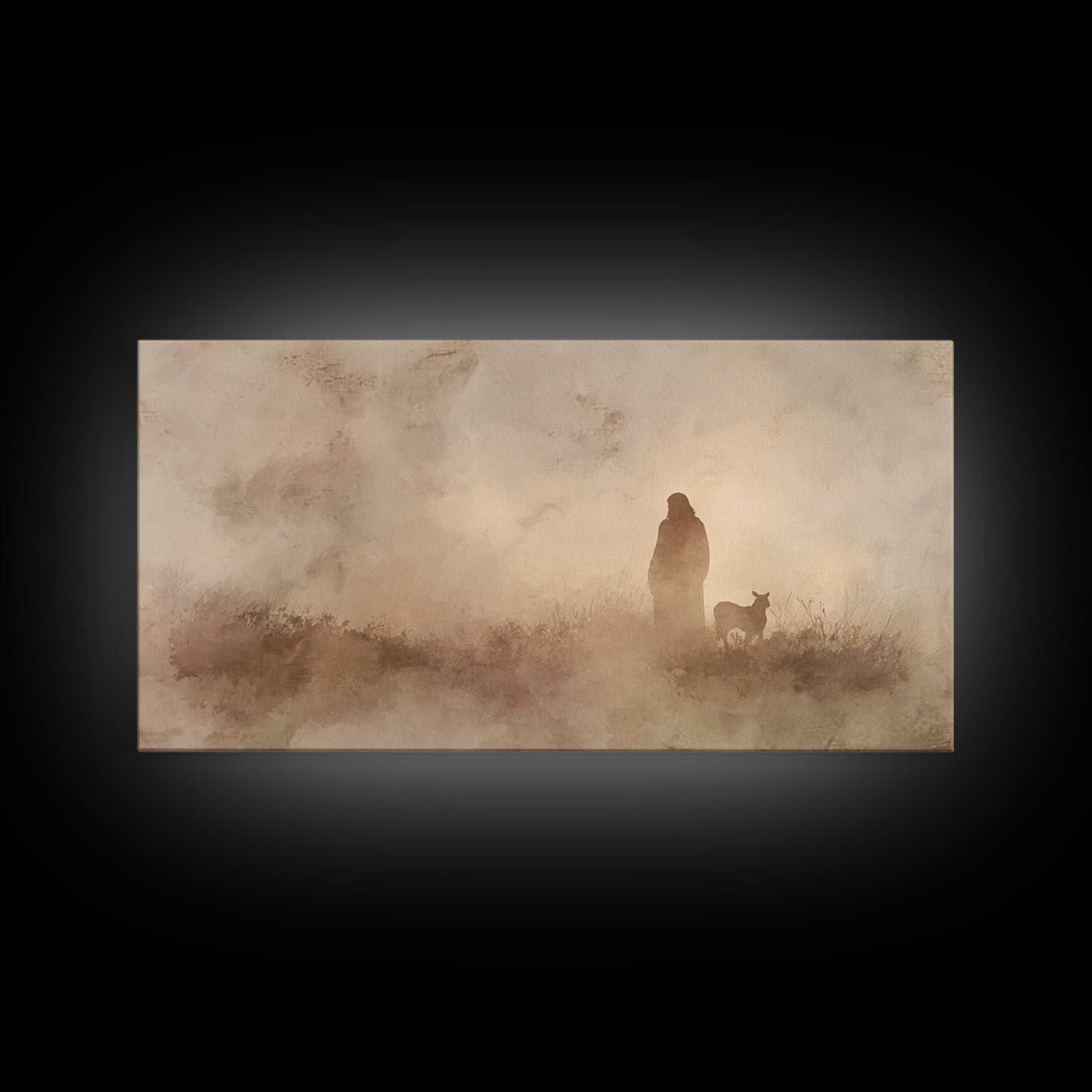 Shepherd In Stillness – Framed Canvas Print – Christian Wall Art – Minimalist Christian Art – Subtle Christian Paintings – Christian Art Wo