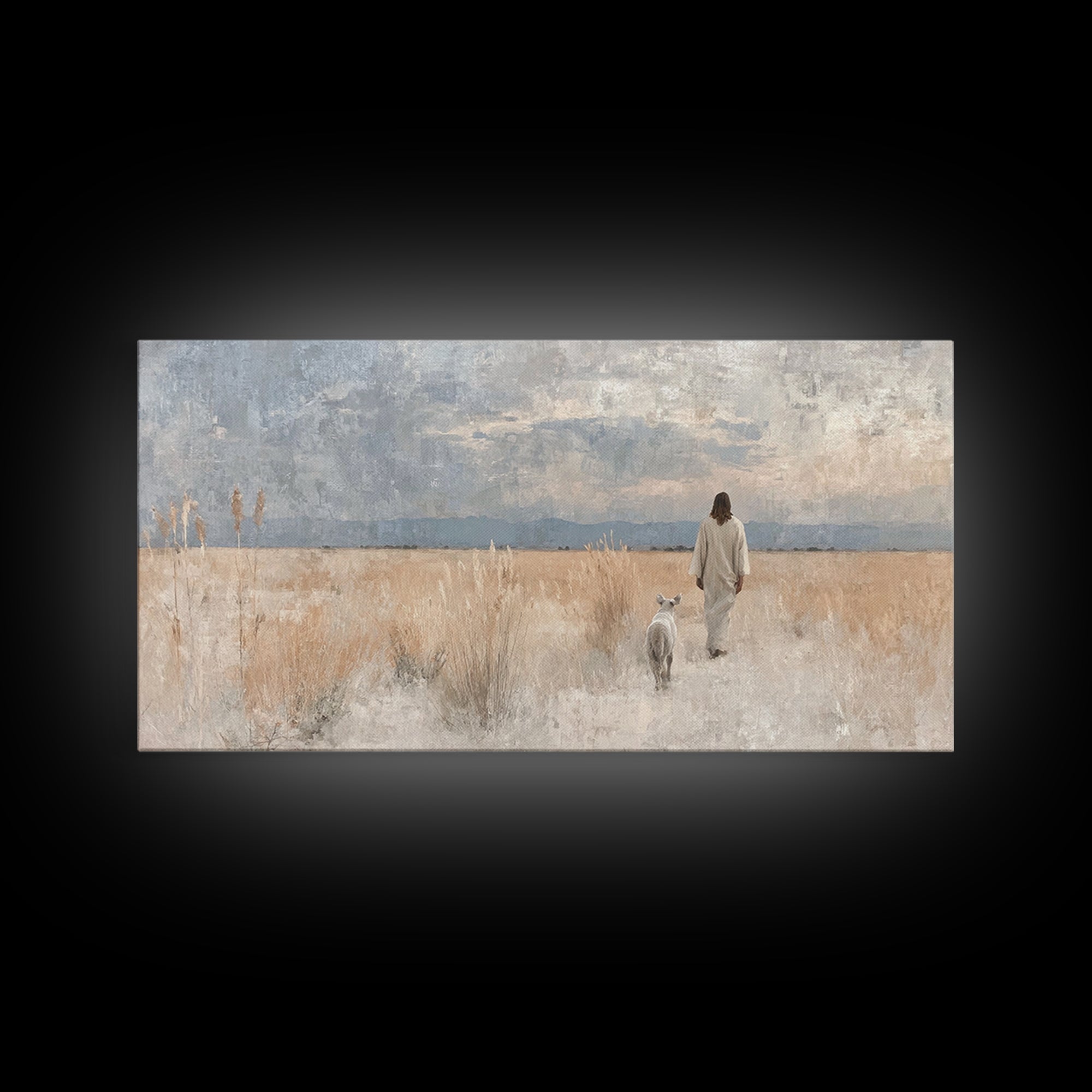 Fields Of Grace | Framed Canvas Print | Christian Art Canvas | Jesus Painting | Christian Wall Art | Large Christian Painting