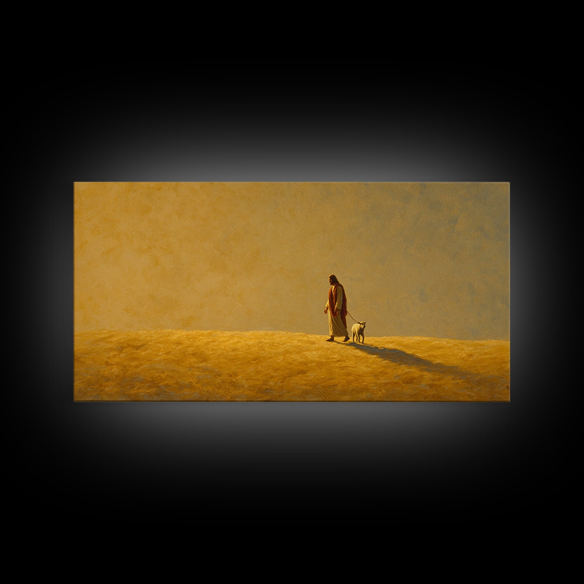 Golden Shepherd Path – Framed Canvas Print – Christian Wall Art – Jesus Painting – Christian Art Canvas – Christian Christmas Art – Christi