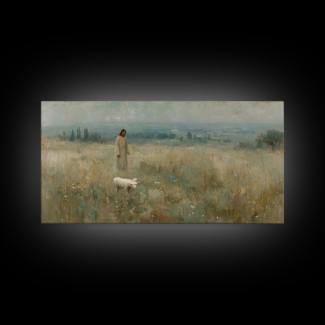 Field Of Grace – Framed Canvas Print – Christian Art Canvas – Jesus Painting – Large Christian Art – Christian Wall Art – Vintage Christian
