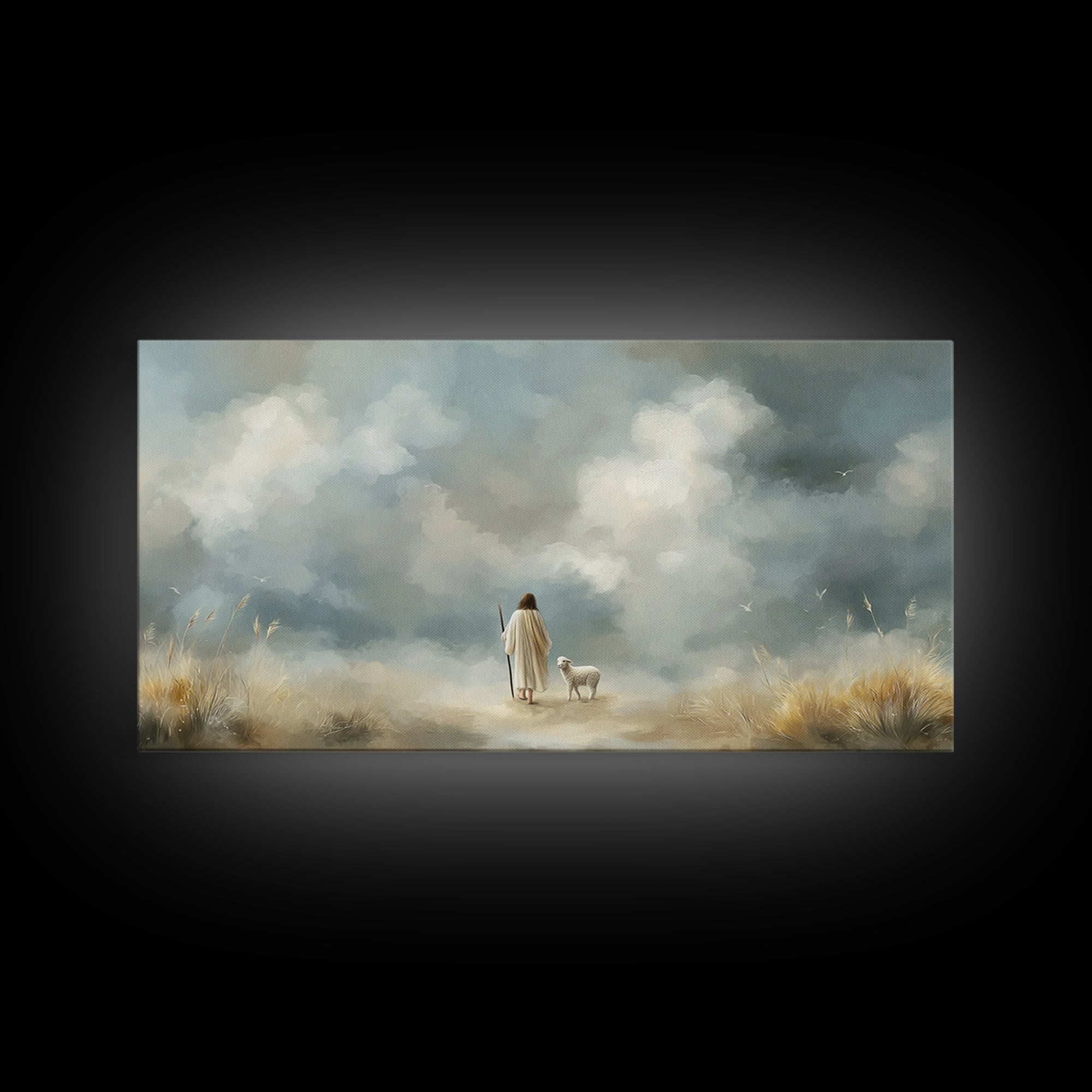 Heavenly Guidance – Framed Canvas Print – Christian Art Print – Modern Christian Art – Jesus Painting Canvas – Christian Decor – Subtle Chr