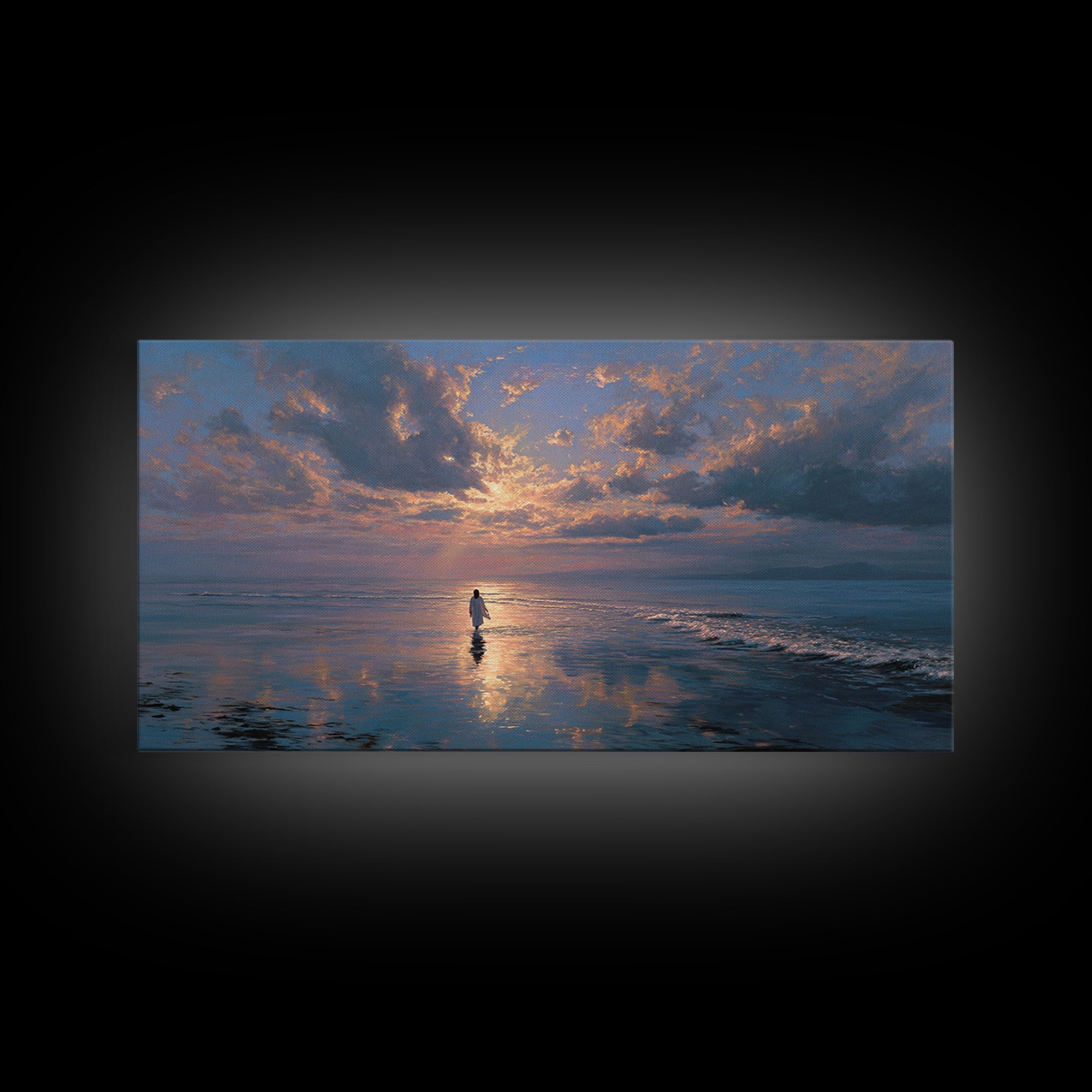 Misty Reverence – Framed Canvas Print – Minimalist Christian Art – Jesus Wall Art – Christian Art Canvas – Subtle Christian Paintings – Chr