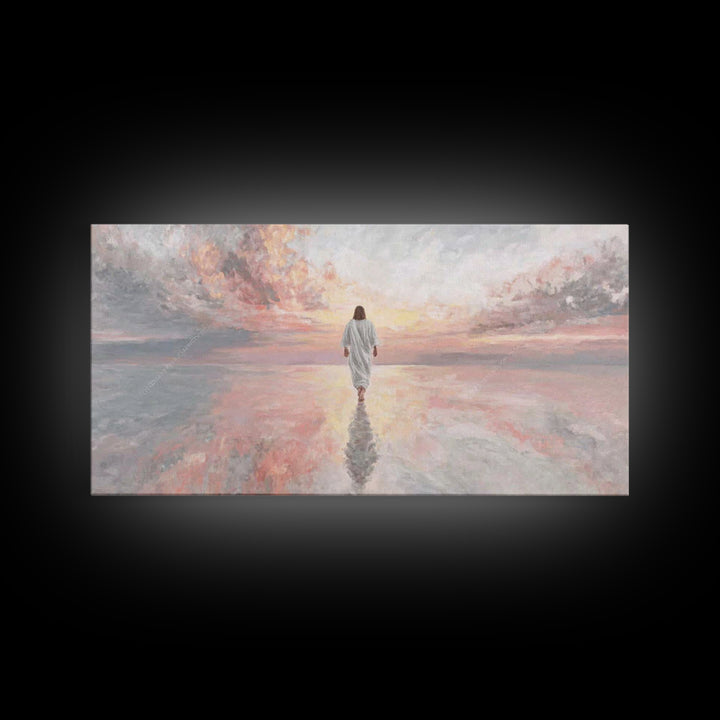 Eternal Horizon – Framed Canvas Print – Christian Art Canvas – Jesus Painting – Modern Christian Art – Christian Wall Art – Blue Christian