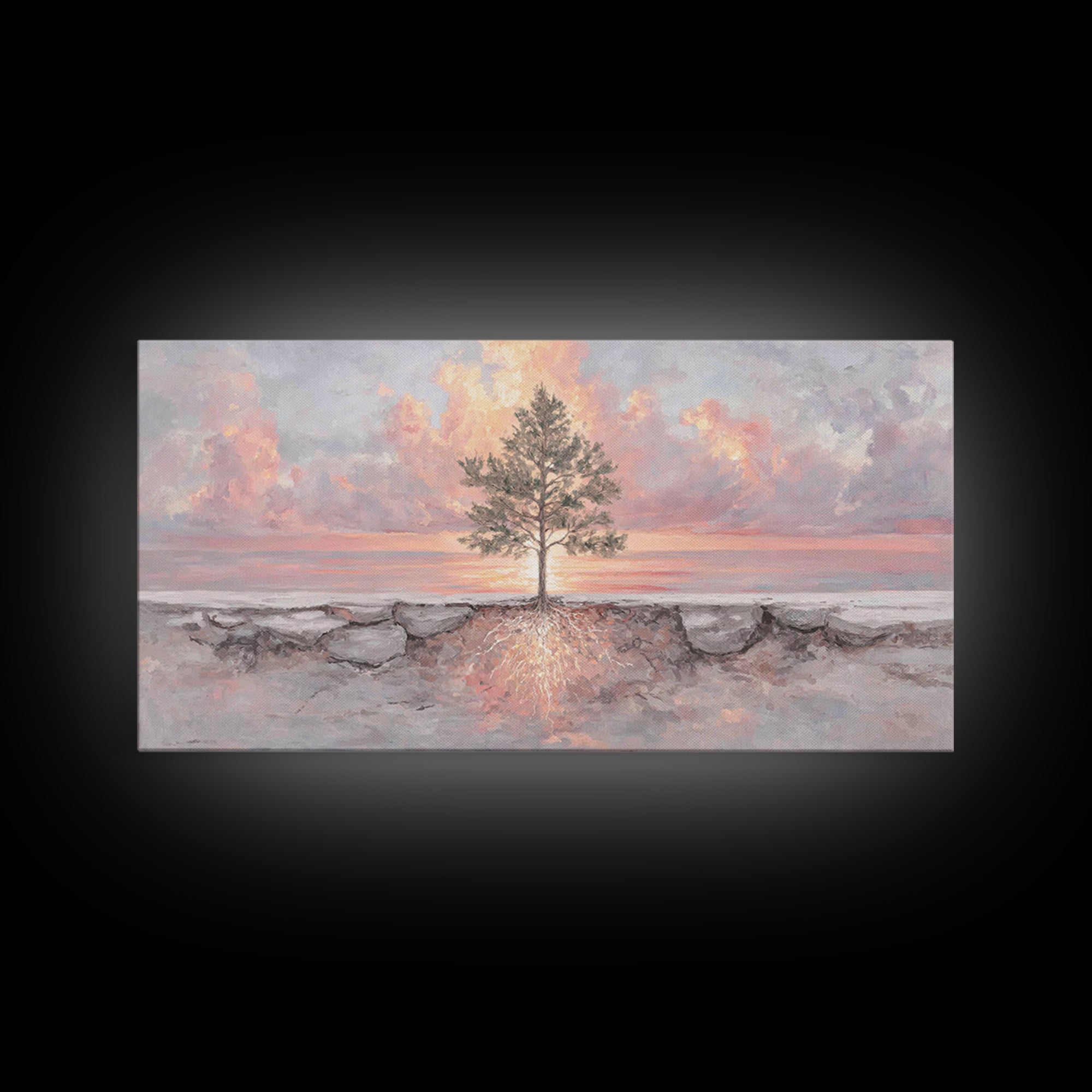 Roots Of Light – Framed Canvas Print – Christian Art Painting – Christian Wall Art – Christian Art Canvas – Modern Christian Art – Christia