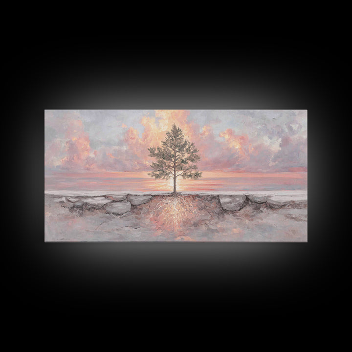 Roots Of Light – Framed Canvas Print – Christian Art Painting – Christian Wall Art – Christian Art Canvas – Modern Christian Art – Christia