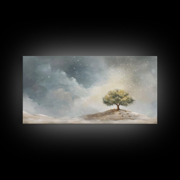 Starlit Ascent – Framed Canvas Print – Christian Christmas Art – Christmas Wall Art – Christian Art Canvas – Christian Art Print – Modern C
