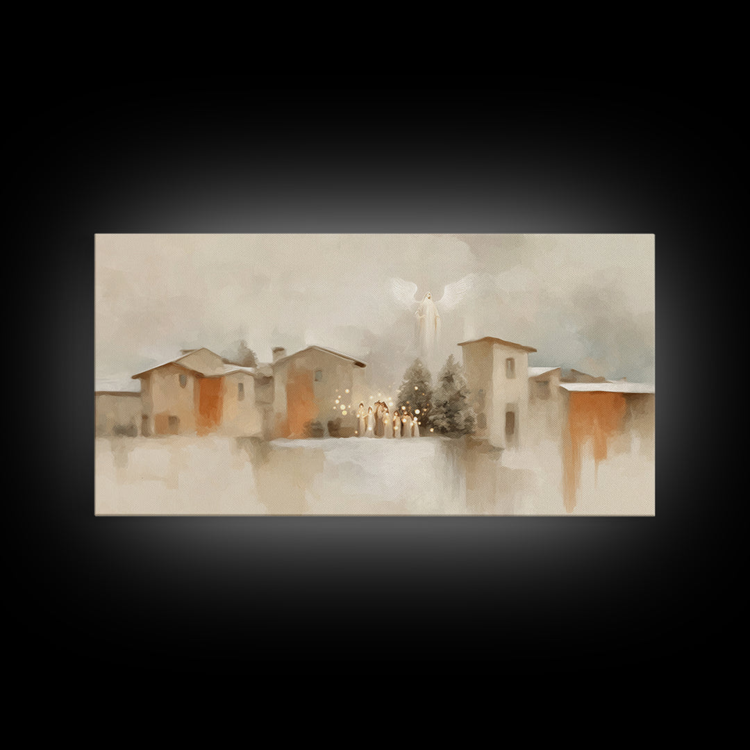 Village Of Wonder – Framed Canvas Print – Christian Christmas Decorations – Christian Art Work – Christmas Art Prints – Framed Christian Ar