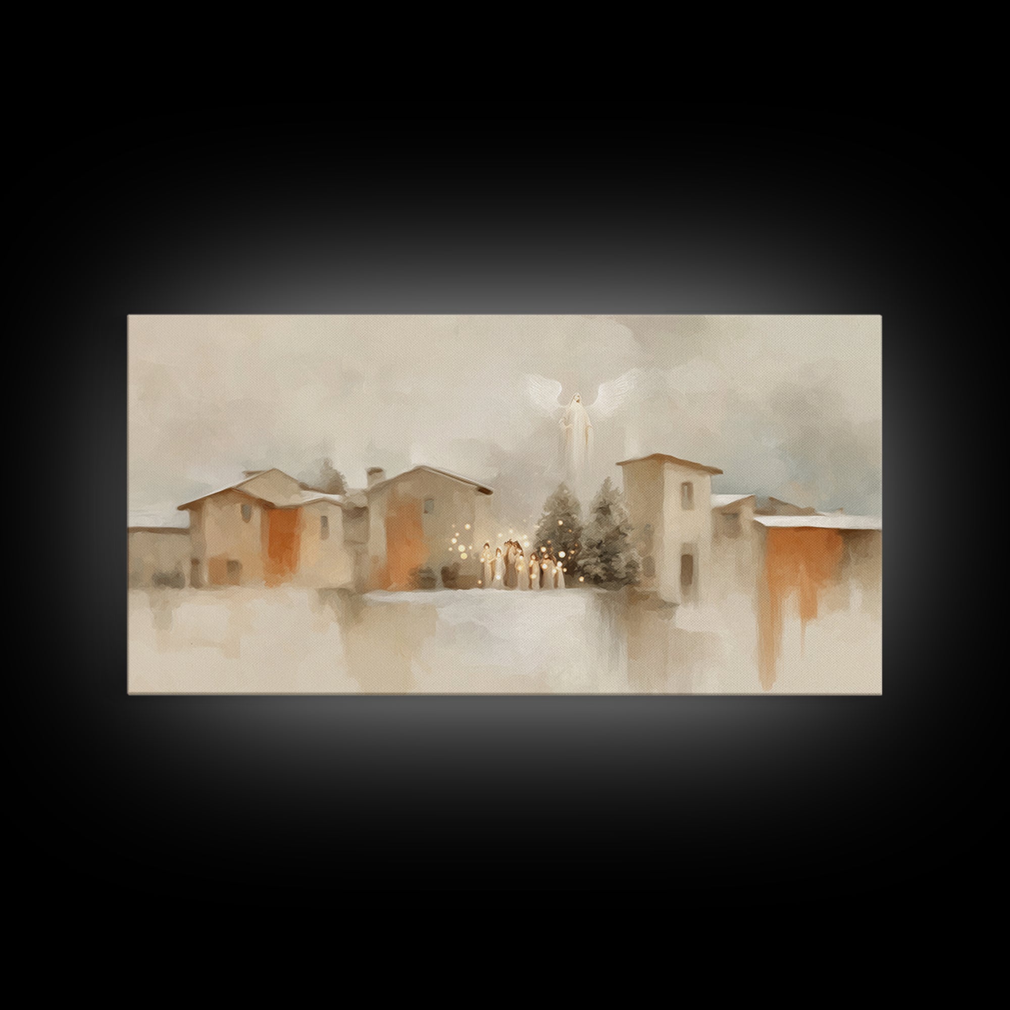 Village Of Wonder – Framed Canvas Print – Christian Christmas Decorations – Christian Art Work – Christmas Art Prints – Framed Christian Ar