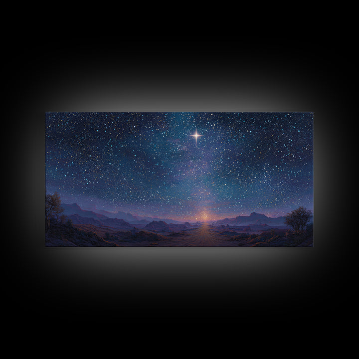 Star Of Promise | Framed Canvas Print | Christian Art Print | Christmas Art | Christian Wall Art | Christian Christmas Decor | Jesus Painti