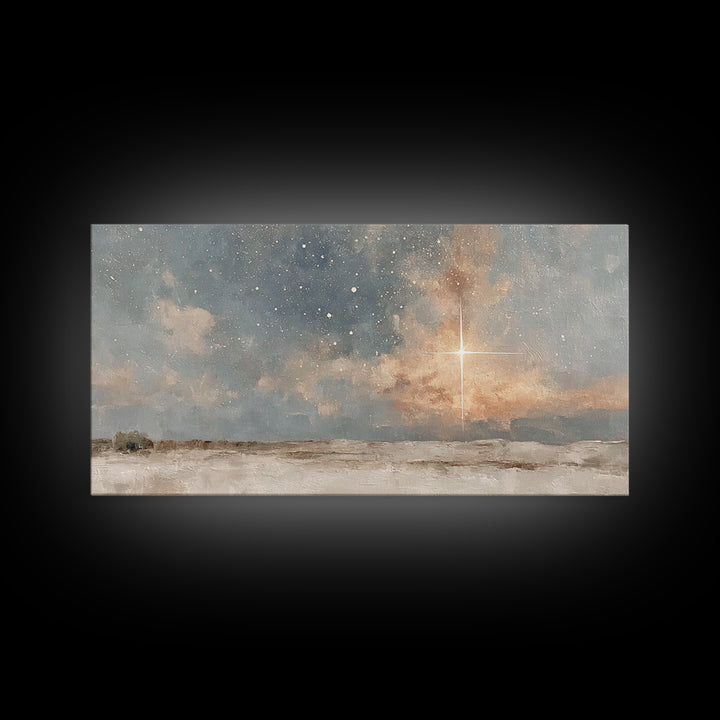 Holy Night Star – Framed Canvas Print – Jesus Painting – Christian Art Canvas – Christian Wall Art – Christmas Art – Christian Christmas Ar