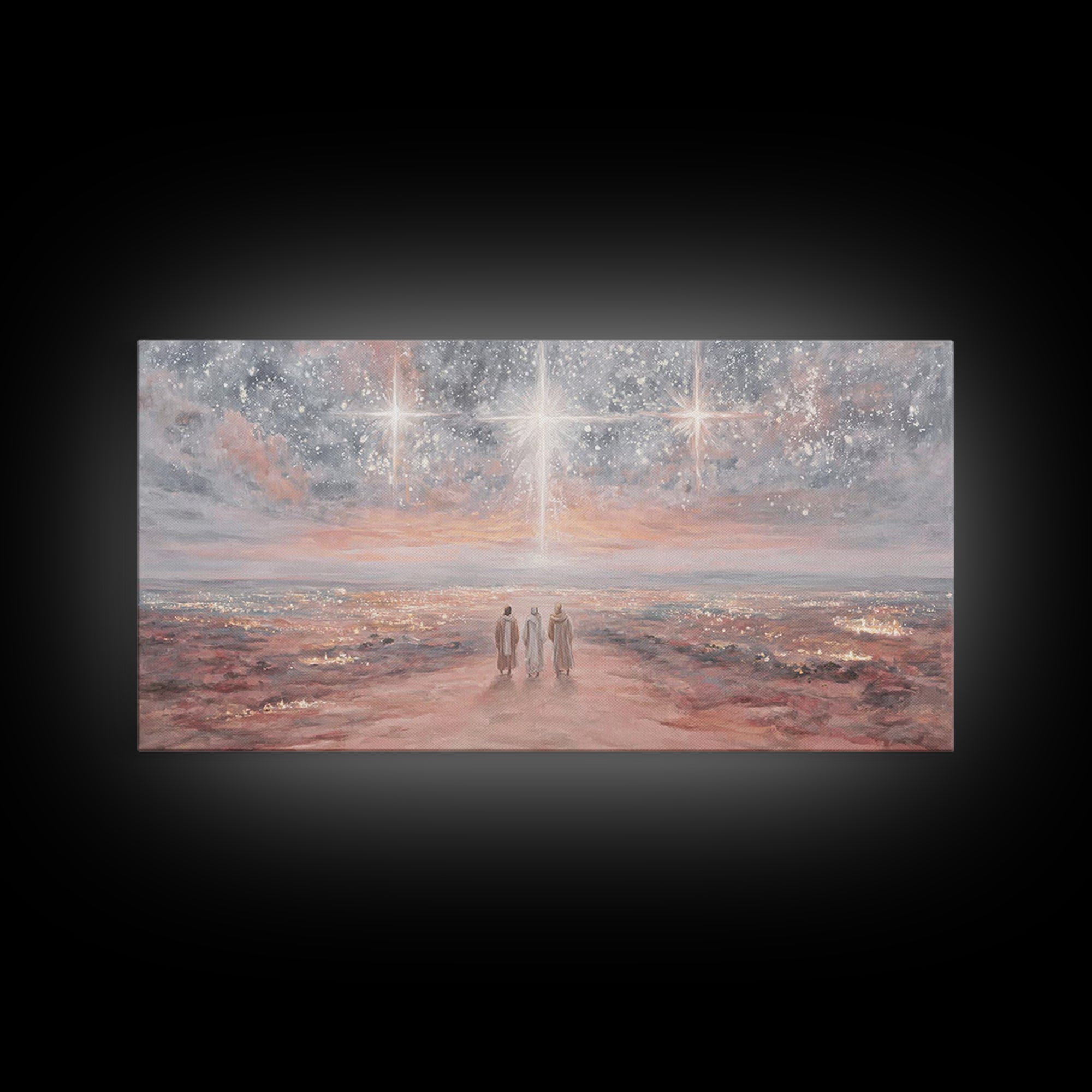 Journey By Starlight – Framed Canvas Print – Christian Wall Art – Christian Christmas Art – Christian Art Canvas – Christmas Art – Jesus Pa