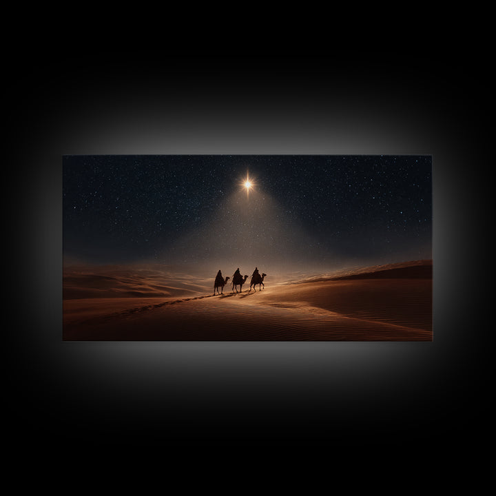 Desert Star Path, Framed Canvas Print, Christmas Art, Christian Art Canvas, Christian Christmas Art, Christian Wall Art, Jesus Painting