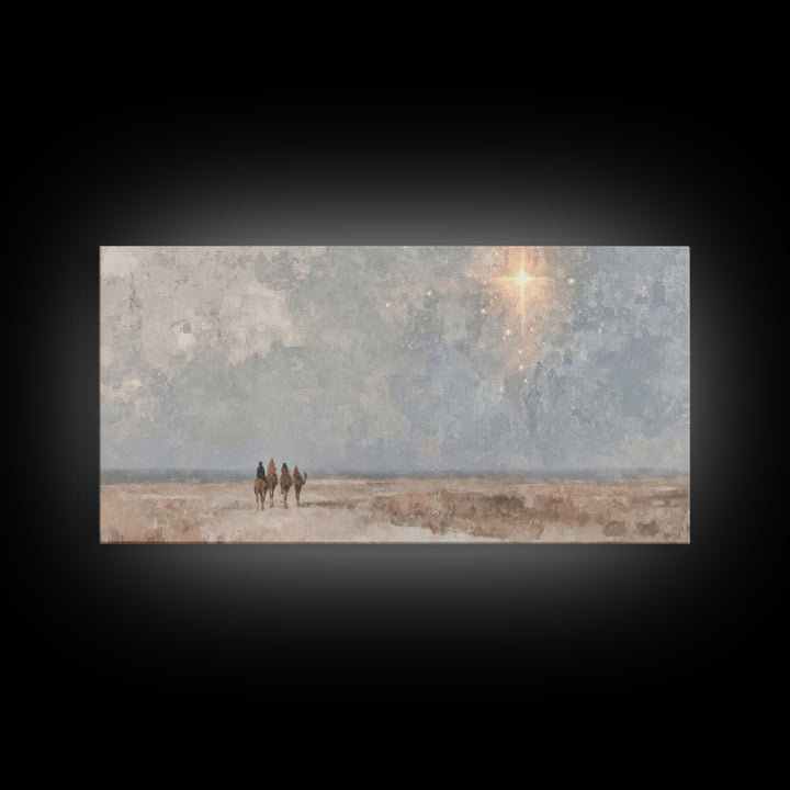 Pilgrims Of Light | Framed Canvas Print | Christian Art Canvas | Christmas Art | Christian Wall Art | Christian Christmas Decor | Jesus Pai