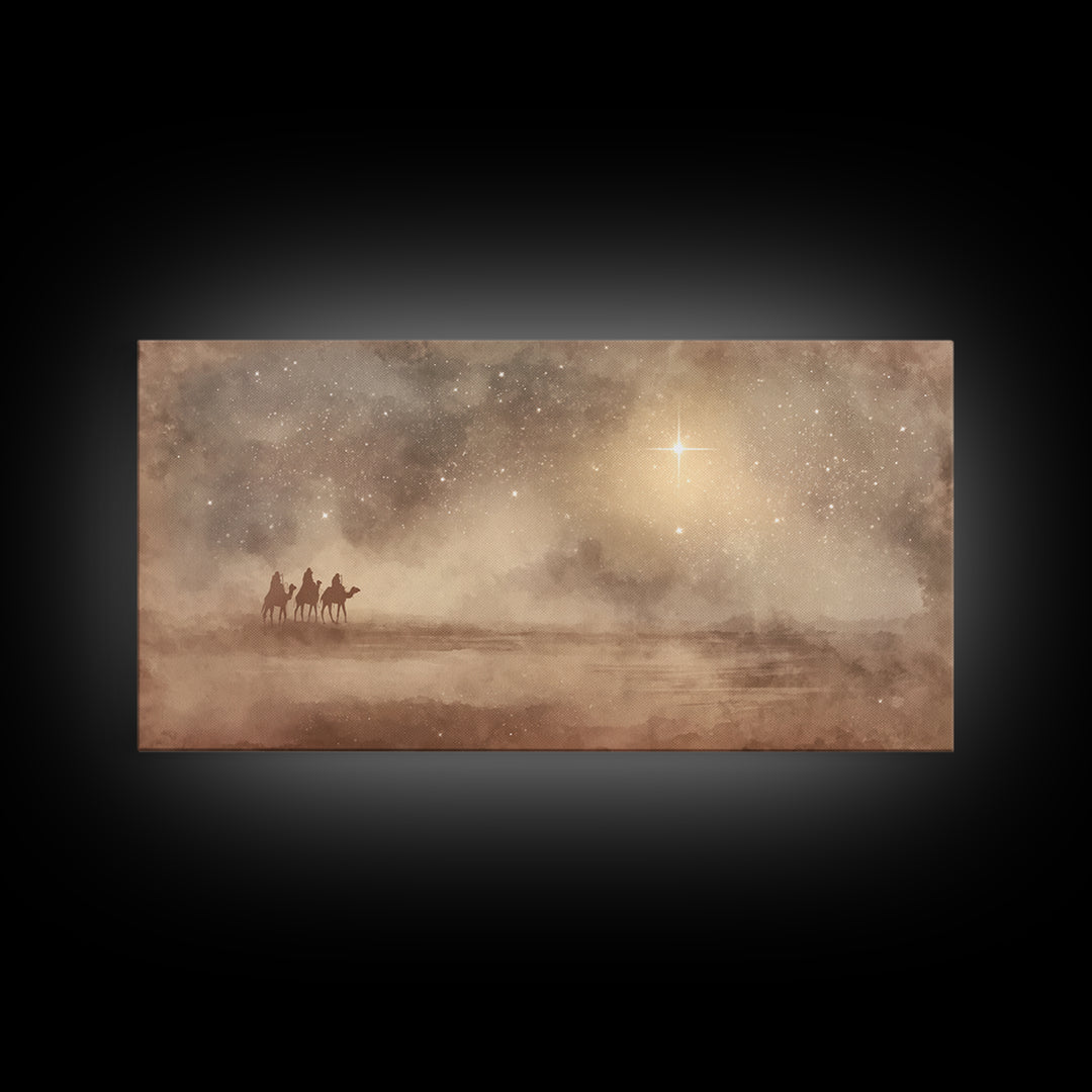 Holy Night Journey, Framed Canvas Print, Christian Art Canvas, Christian Wall Art, Christmas Art, Christian Christmas Art, Jesus Painting