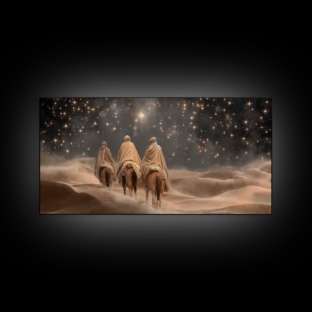Three Kings Night – Framed Canvas Print – Christian Art Canvas – Christian Christmas Art – Jesus Painting – Christmas Art – Christian Wall