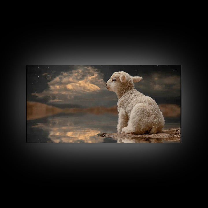 Lamb Of Peace, Framed Canvas Print, Christian Wall Art, Christian Art Canvas, Christian Christmas Art, Christmas Art, Jesus Art Print