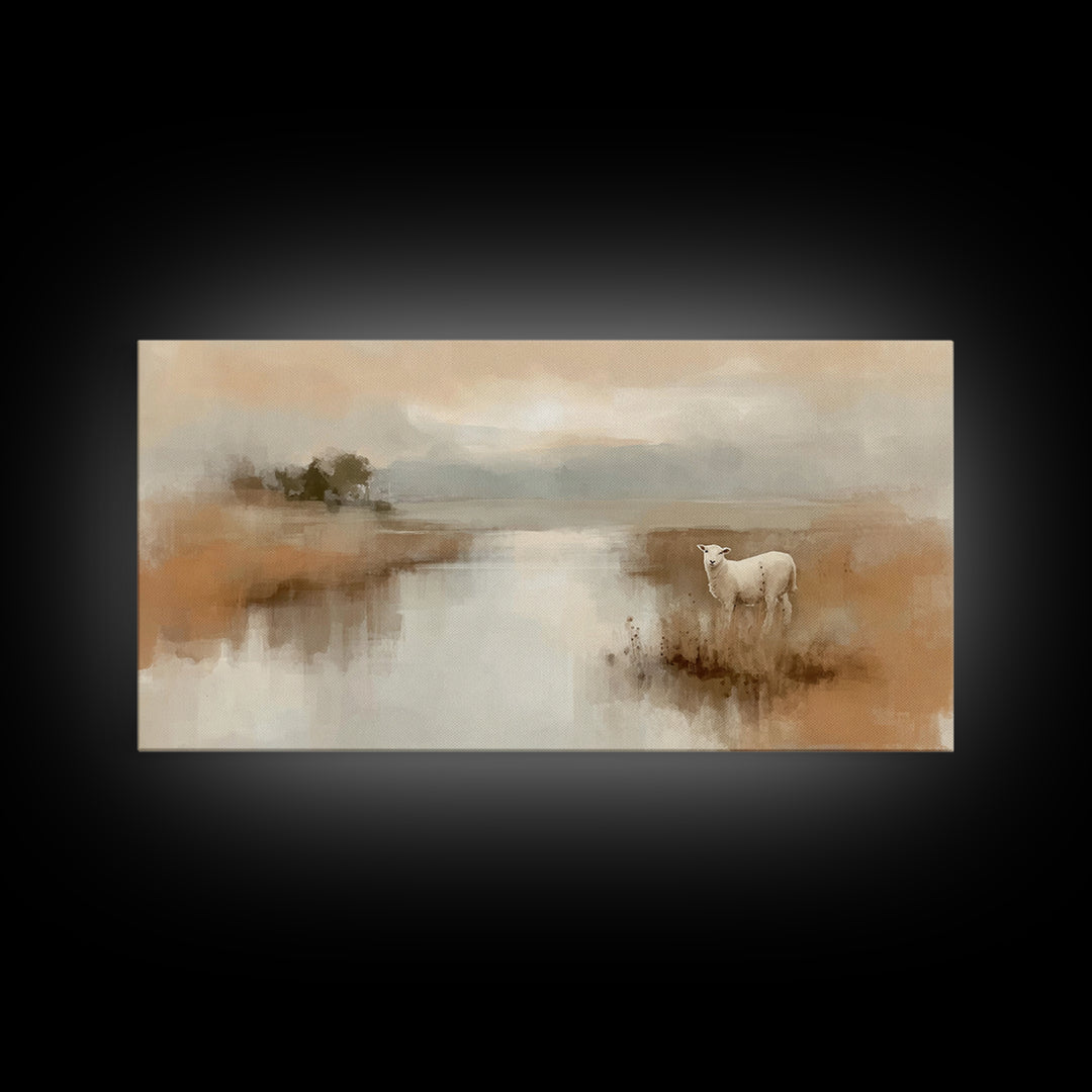 Quiet Meadow Grace, Framed Canvas Print, Christian Wall Art, Christian Art Canvas, Jesus Painting, Christian Christmas Art, Christian Decor