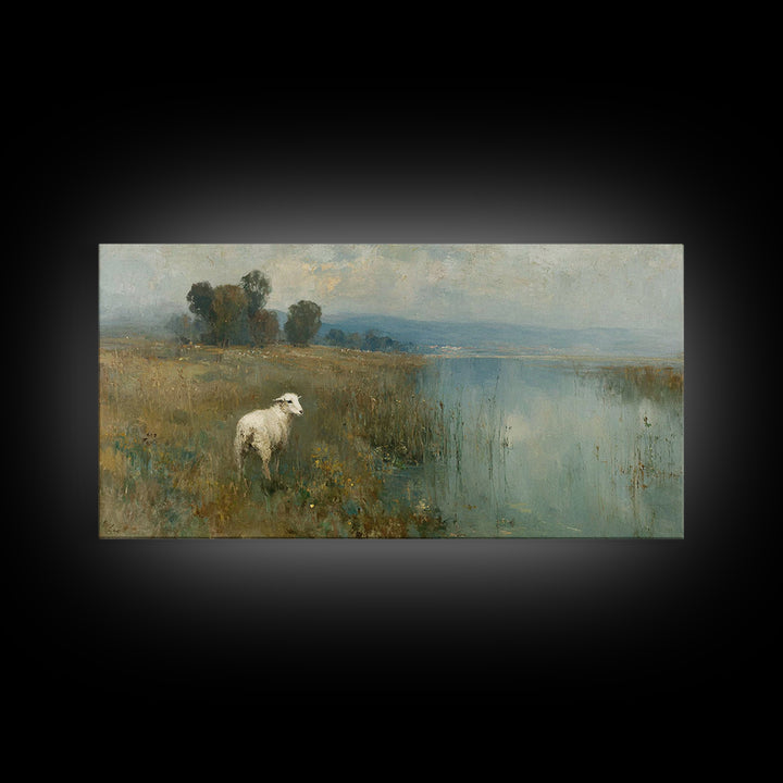 Shepherd’s Peace, Framed Canvas Print, Christian Wall Art, Christian Art Work, Christmas Art Framed, Christian Christmas Decorations, Subtl