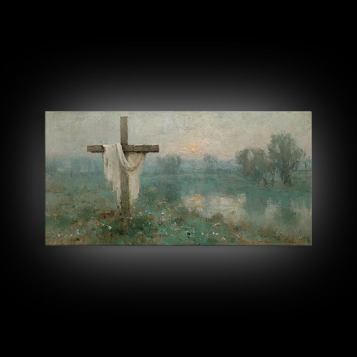 Cross Of Hope, Framed Canvas Print, Christian Wall Art, Christian Decoration, Framed Christmas Art, Christian Christmas Decor, Modern Chris