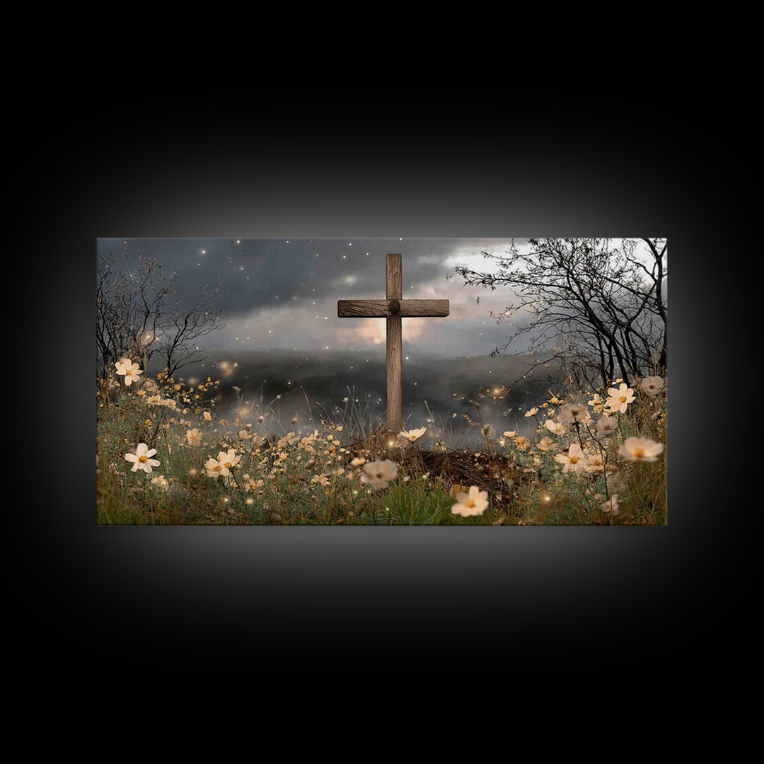 Night Of Hope, Framed Canvas Print, Christian Wall Art, Christian Art Canvas, Moody Christian Art, Christian Christmas Art, Christian Decor