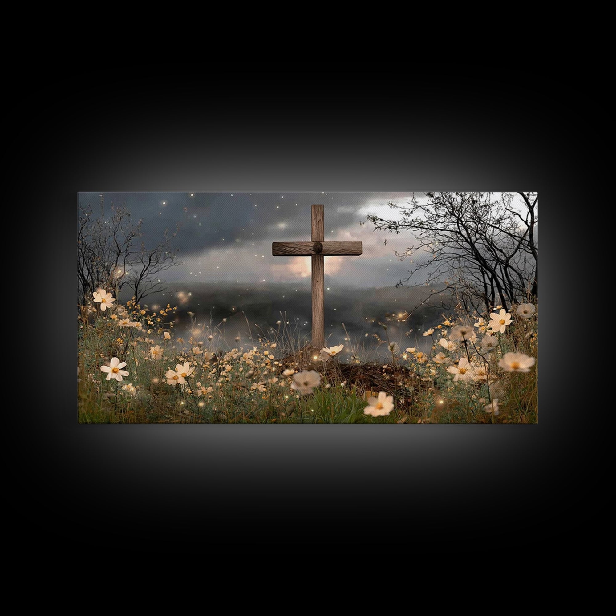 Night Of Hope, Framed Canvas Print, Christian Wall Art, Christian Art Canvas, Moody Christian Art, Christian Christmas Art, Christian Decor