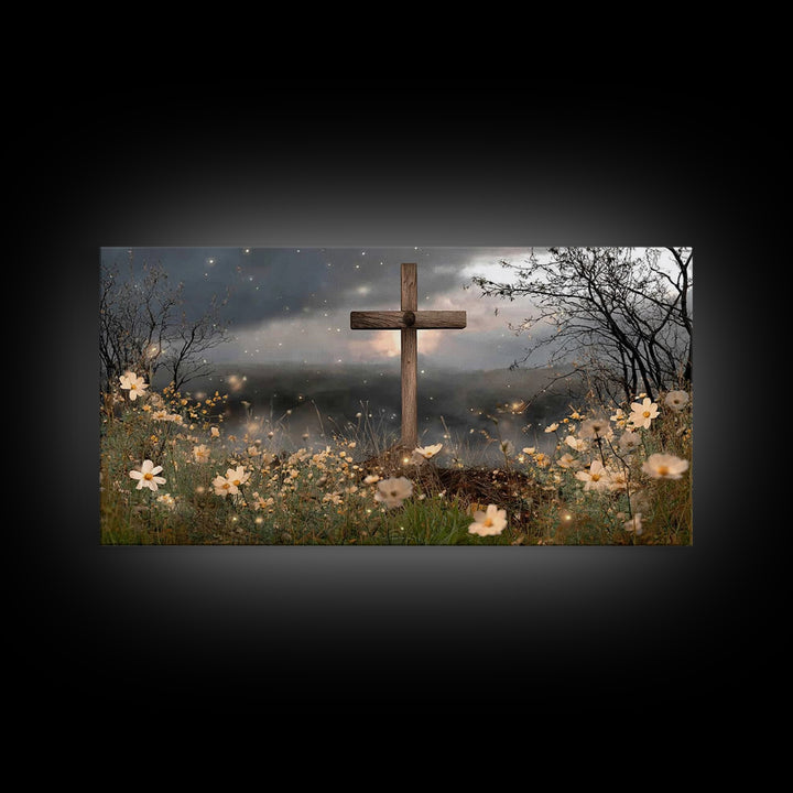 Night Of Hope, Framed Canvas Print, Christian Wall Art, Christian Art Canvas, Moody Christian Art, Christian Christmas Art, Christian Decor