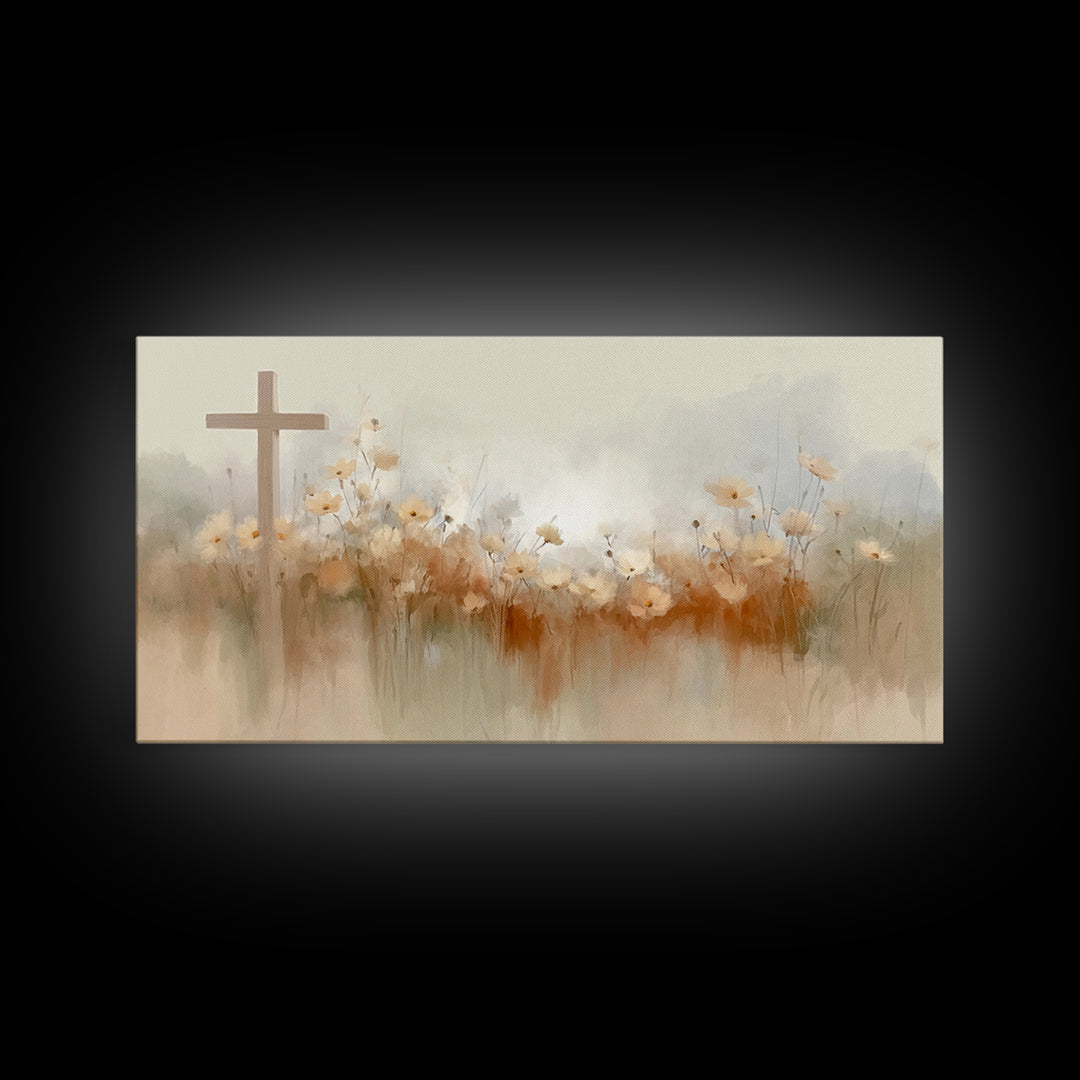 Meadow Of Faith – Framed Canvas Print – Christian Wall Art – Christian Art Canvas – Minimalist Christian Art – Christian Decor – Christian