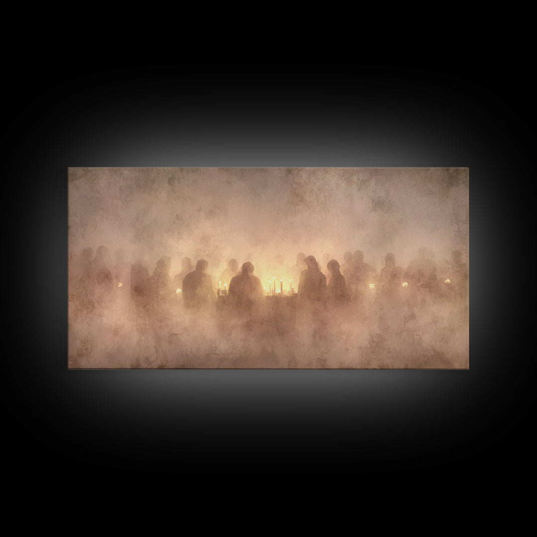 Gathered In Glow – Framed Canvas Print – Christian Art Canvas – Christian Christmas Art – Christmas Wall Art – Vintage Christmas Art – Chri