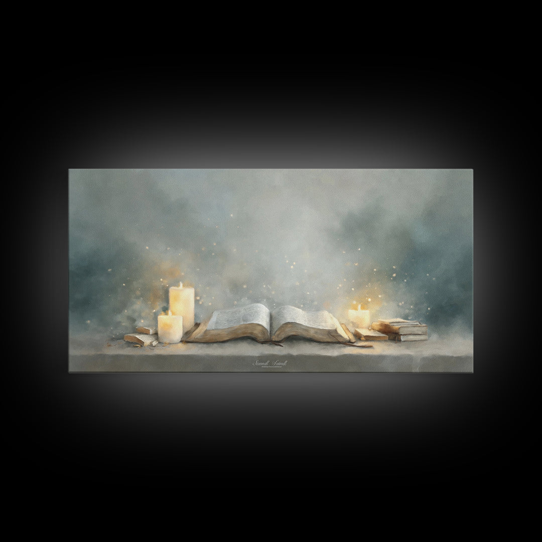 Holy Word Light, Framed Canvas Print, Christian Art Canvas, Christian Wall Art, Modern Christian Art, Christian Painting, Christian Gift