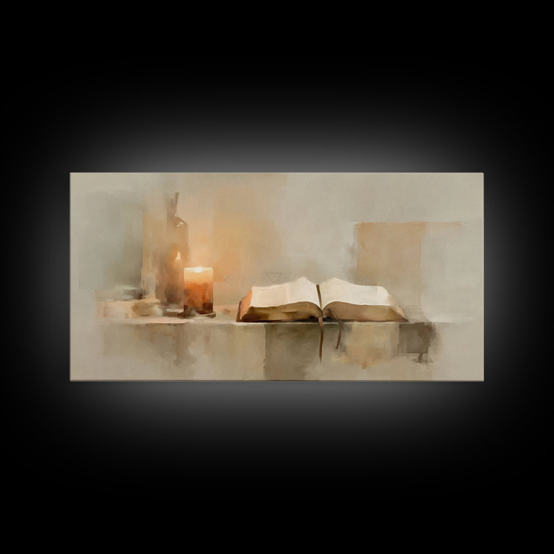 Candlelit Promise – Framed Canvas Print – Christian Art Canvas – Christian Wall Art – Moody Christian Art – Christian Art Gift Ideas