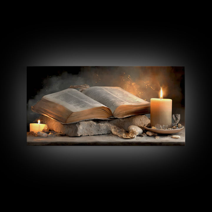 Light Of Scripture, Framed Canvas Print, Christian Art Canvas, Christian Wall Art, Vintage Christian Art, Christian Painting, Christian Gif