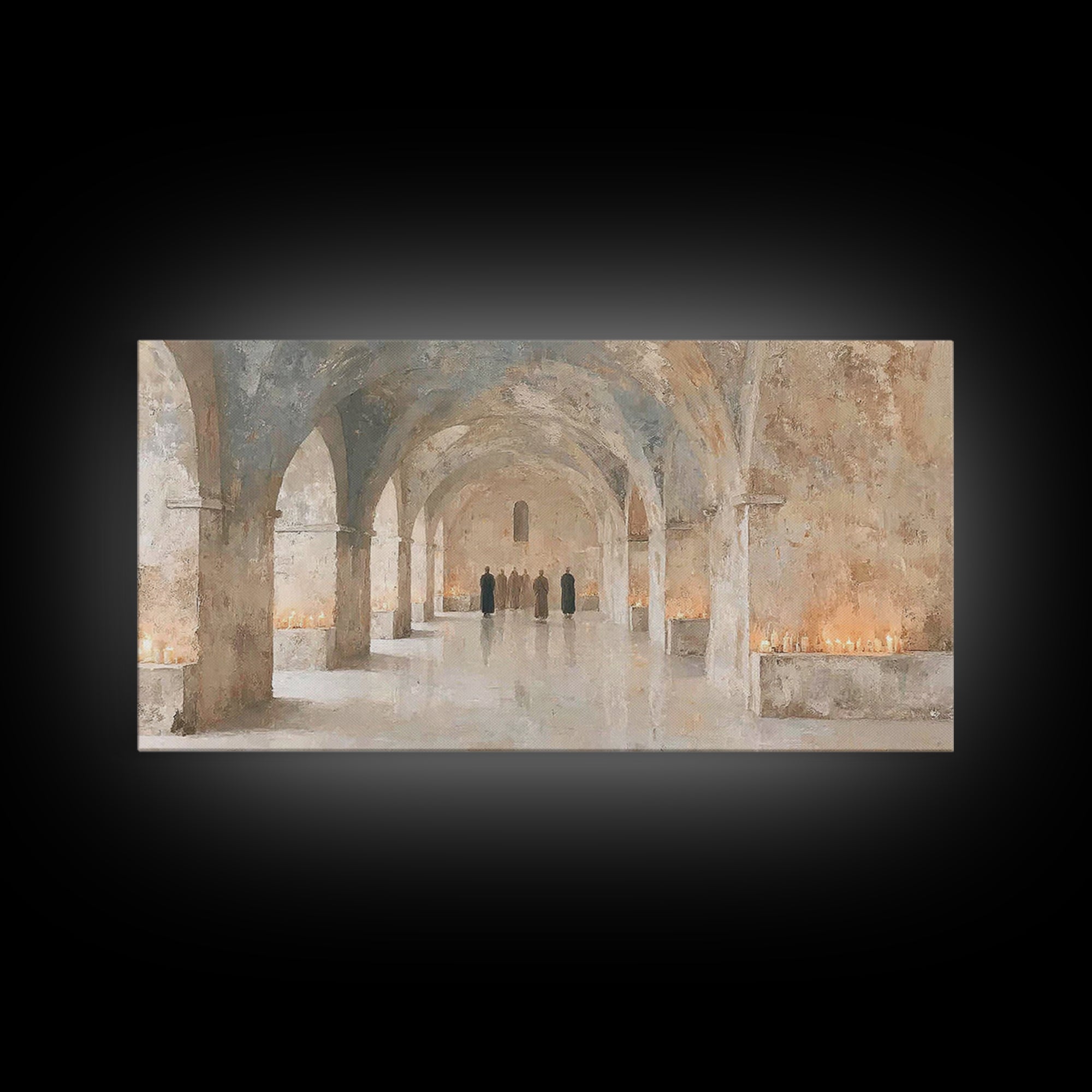 Monastic Gathering, Framed Canvas Print, Christian Art Canvas, Christian Wall Art, Vintage Christian Art, Christian Painting, Christian Art